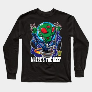 Where's the Beef Alien Burger UFO with handlebars Long Sleeve T-Shirt